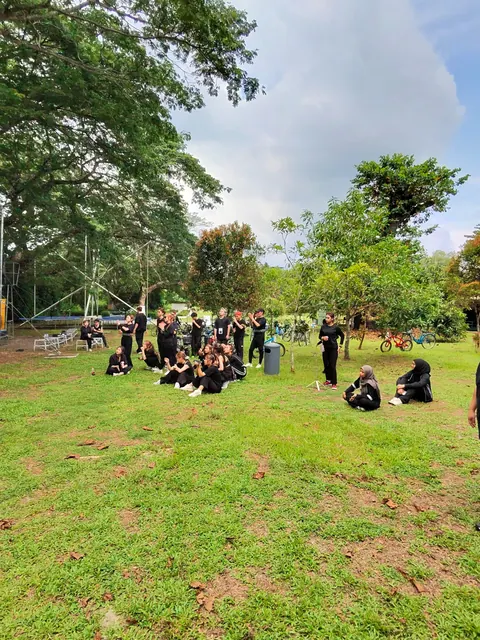 Participants gathered outdoors during a team building day